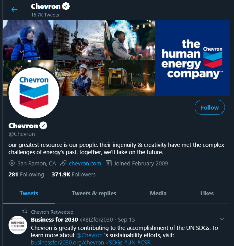 social media marketing oil and gas_twitter_chevron